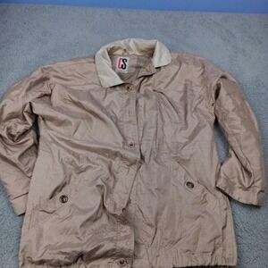 Essentials Jacket Mens 2XL Tan Lightweight‎ Windbreaker Snap Front Zip Pocket